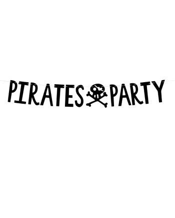 Baner Piraci - Pirates Party, czarny, 14x100cm