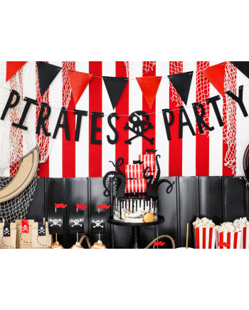 Baner Piraci - Pirates Party, czarny, 14x100cm