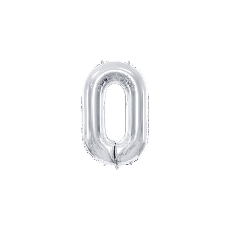 Balon foliowy Cyfra ''0'', 86cm, srebrny