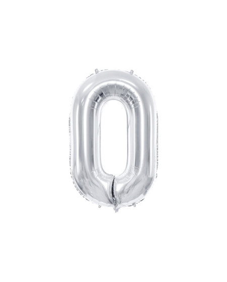 Balon foliowy Cyfra ''0'', 86cm, srebrny
