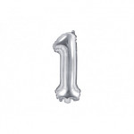 Balon foliowy Cyfra ''1'', 35cm, srebrny