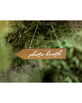 Drewniany drogowskaz Photo booth, 36x7,5cm