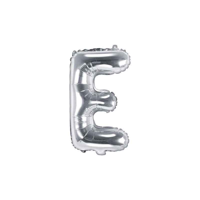 Balon foliowy Litera ''E'', 35cm, srebrny
