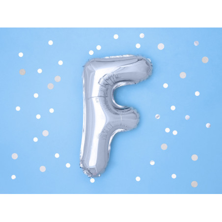 Balon foliowy Litera ''F'', 35cm, srebrny