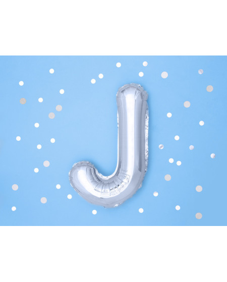 Balon foliowy Litera ''J'', 35cm, srebrny