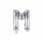 Balon foliowy Litera ''M'', 35cm, srebrny