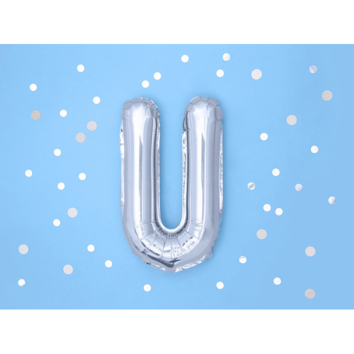 Balon foliowy Litera ''U'', 35cm, srebrny