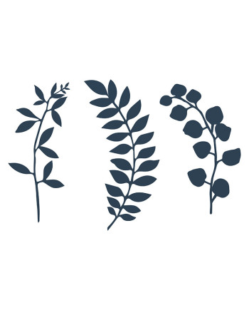 Dekoracja Gałązki z listkami, c. granat (1 op. / 9 szt.)