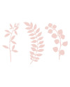 Dekoracja Gałązki z listkami, pudrowy róż (1 op. / 9 szt.)