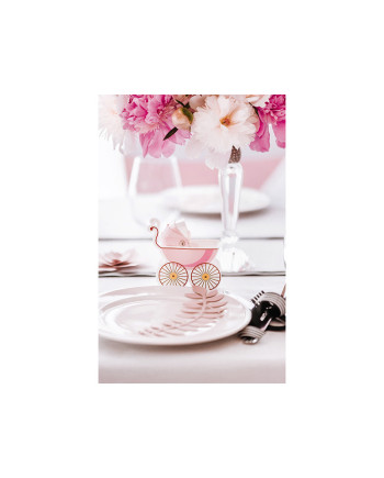 Dekoracja Gałązki z listkami, pudrowy róż (1 op. / 9 szt.)