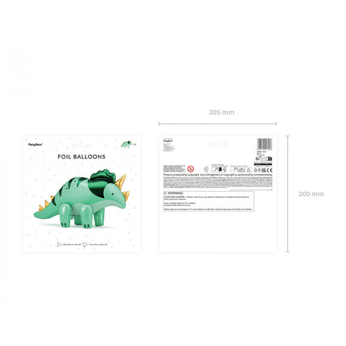 Balon foliowy Triceratops, 101x60.5cm, zielony