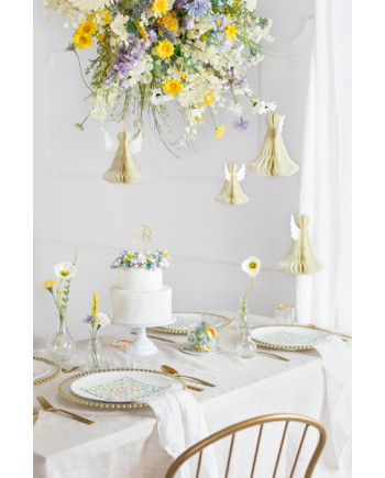 Dekoracja papierowa honeycomb Aniołek, kość słoniowa, 24 cm