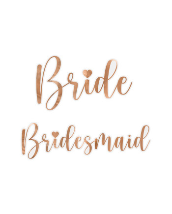 Naklejki na kieliszki ''Bride & Bridesmaid'', różowe złoto (1 op. / 6 szt.)