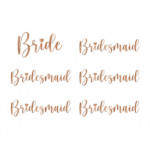 Naklejki na kieliszki ''Bride & Bridesmaid'', różowe złoto (1 op. / 6 szt.)