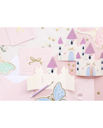 Zaproszenia Zamek, 12.5x15.5 cm, mix (1 op. / 6 szt.)