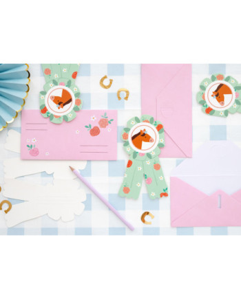 Zaproszenie Konie 16,5 x 19,5 cm, mix (1 op. / 6 szt.)