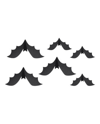 Dekoracja papierowa Nietoperze, 19-29 cm, czarny (1 op. / 6 szt.)