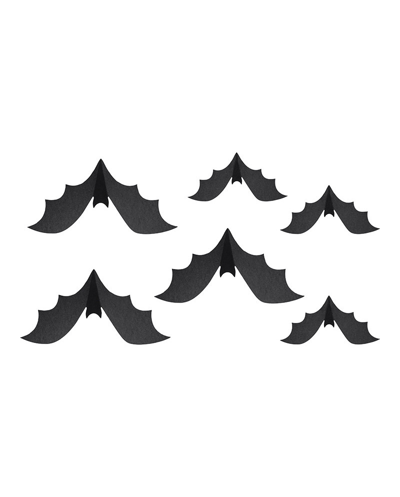Dekoracja papierowa Nietoperze, 19-29 cm, czarny (1 op. / 6 szt.)