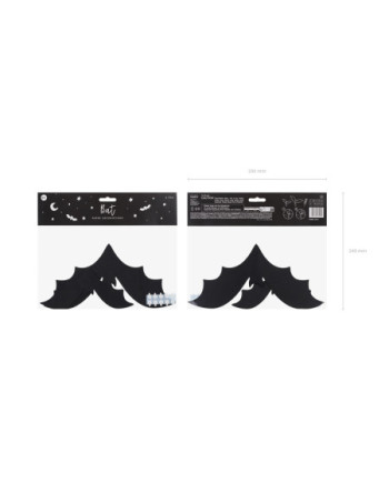 Dekoracja papierowa Nietoperze, 19-29 cm, czarny (1 op. / 6 szt.)