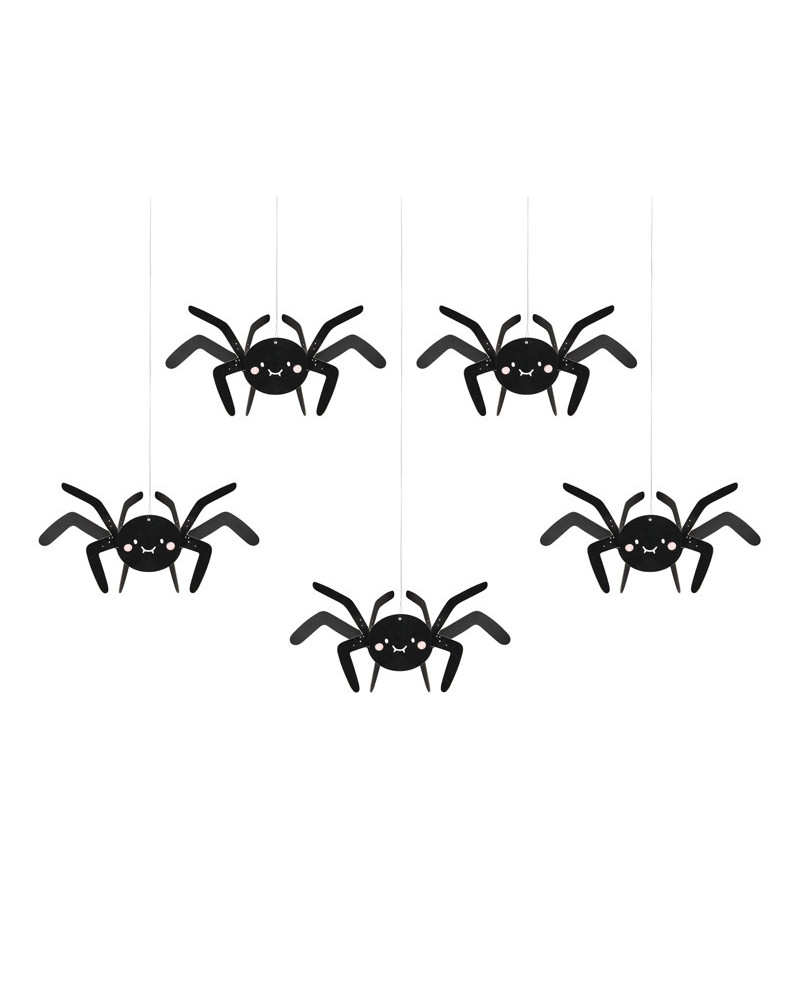 Dekoracja papierowa Pająki, 27x17 cm, czarny (1 op. / 5 szt.)