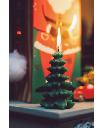 Świeca Choinka, 10 cm, ciemny zielony
