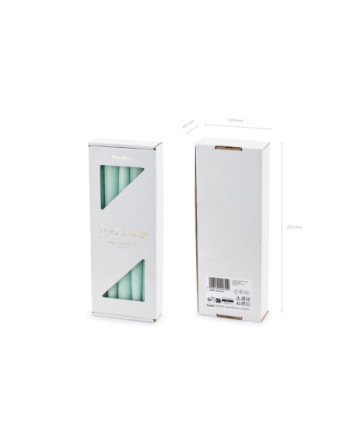 Świeca stożkowa matowa, szałwiowy, 24cm (1 op. / 10 szt.)