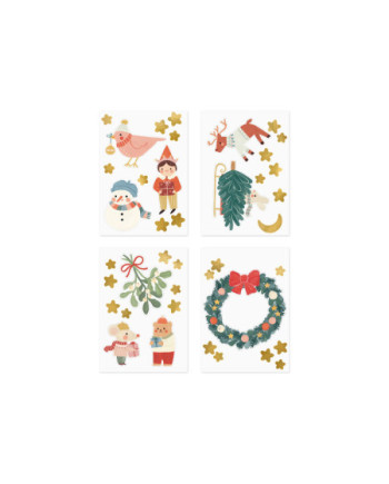 Naklejki na okno Merry Christmas, mix (1 op. / 4 szt.)