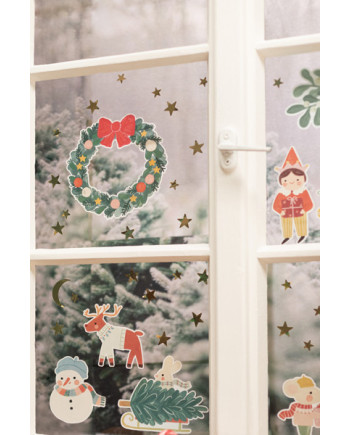 Naklejki na okno Merry Christmas, mix (1 op. / 4 szt.)