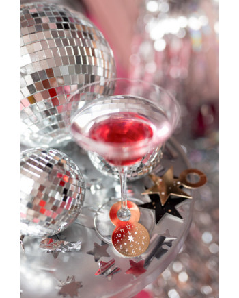 Znaczniki na kieliszki Happy New Year, 7.5-9.5 cm, mix (1 op. / 6 szt.)