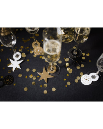 Znaczniki na kieliszki Happy New Year, 7.5-9.5 cm, mix (1 op. / 6 szt.)