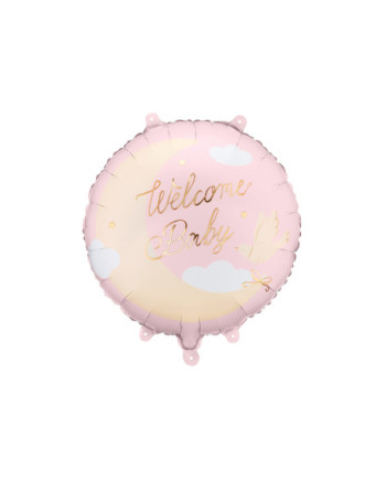 Balon foliowy pastylka ''Welcome Baby'', 35x35 cm, jasnoróżowy