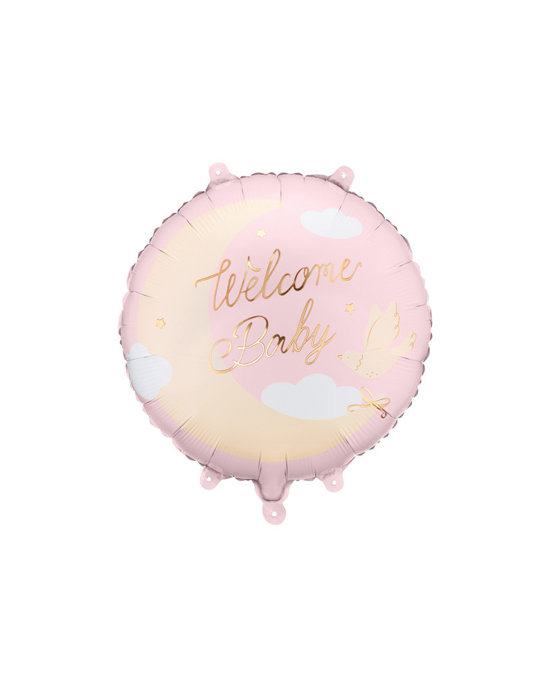 Balon foliowy pastylka ''Welcome Baby'', 35x35 cm, jasnoróżowy