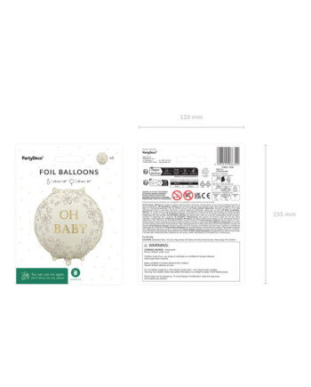 Balon foliowy pastylka Oh Baby, 35x35 cm, mix