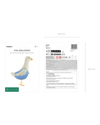 Balon foliowy Gęś, 47,5x69,5 cm, mix