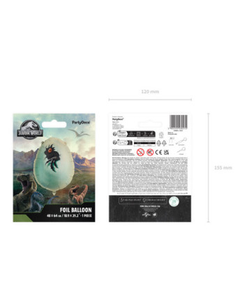Balon foliowy Jurassic World Jajo Dinozaura, 48x64 cm, mix
