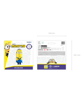 Balon foliowy Minionek Tim, 40x100 cm, mix