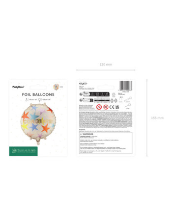 Balon foliowy pastylka Congrats, 35x35 cm, mix