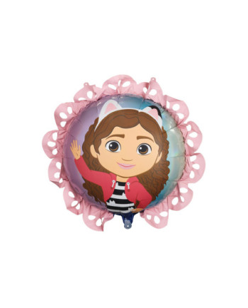 Balon foliowy pastylka z falbanką Koci Domek Gabi, 52x52 cm, mix