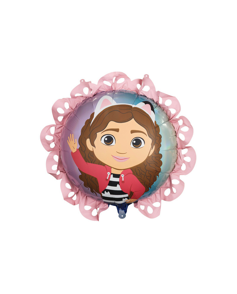 Balon foliowy pastylka z falbanką Koci Domek Gabi, 52x52 cm, mix