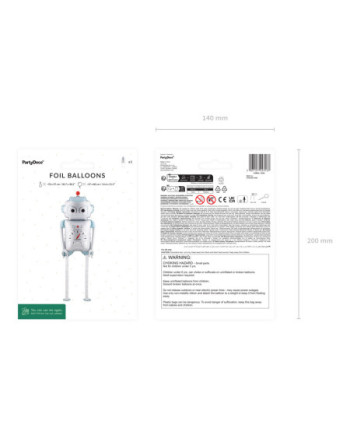 Balon foliowy Robot, 37x80 cm, mix