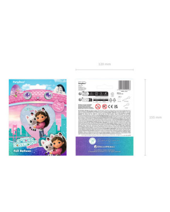 Balon foliowy serce Koci Domek Gabi, 35cm, mix