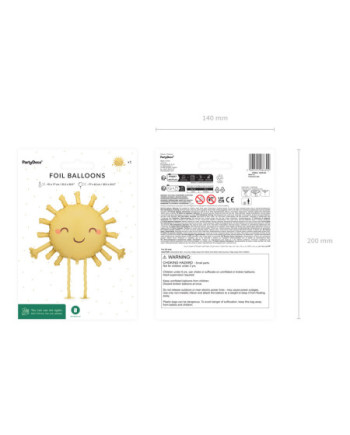 Balon foliowy Słoneczko, 91x77 cm, żółty