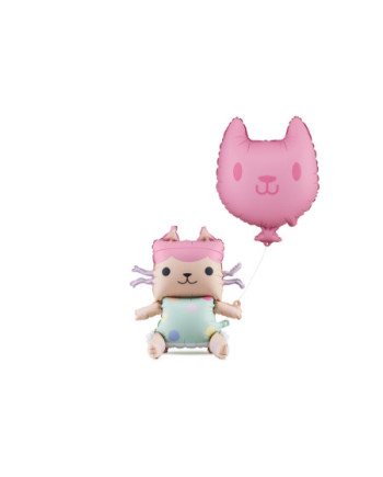 Balon foliowy Tekturzątko z kotkiem, 43x46 cm i 35x37 cm , mix (1 op. / 2 szt.)