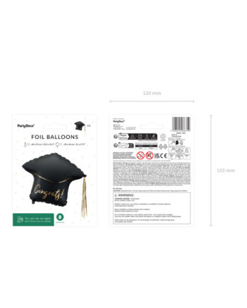 Balon foliowy Czapka "Congrats!", 60x55 cm, mix