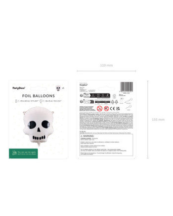 Balon foliowy Czaszka, 36x41 cm, mix