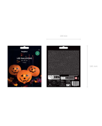 Balony świecące Dynie, 25cm (1 op. / 5 szt.)