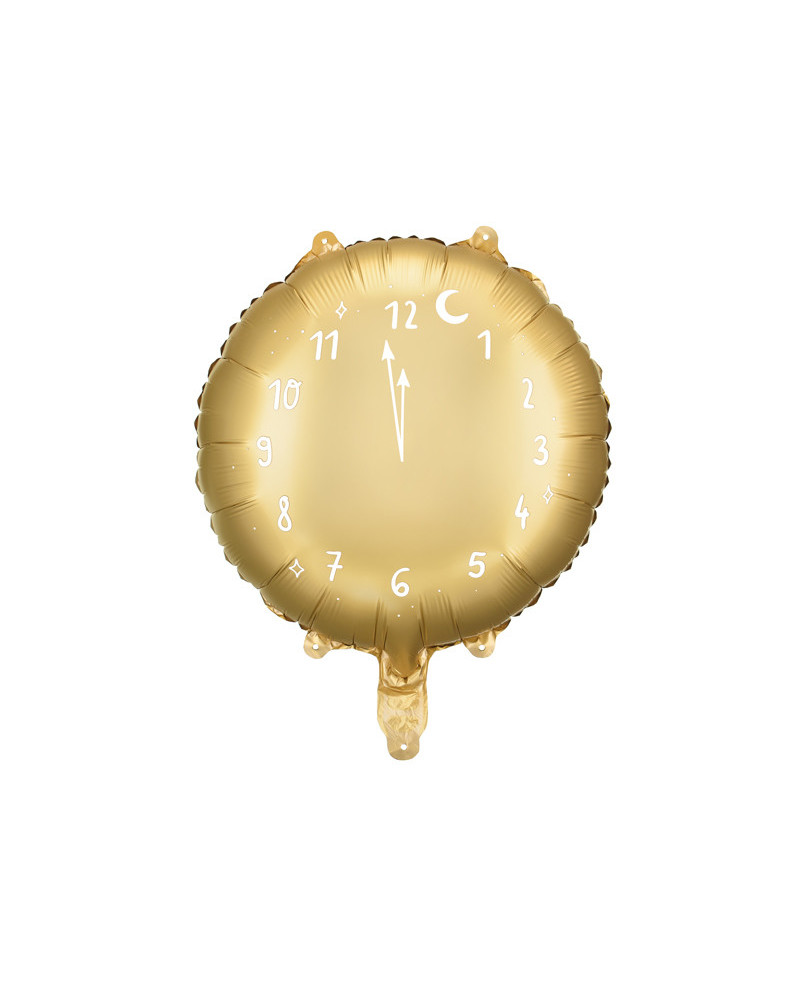 Balon foliowy Zegar, 45 cm, złoty
