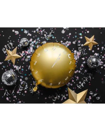 Balon foliowy Zegar, 45 cm, złoty