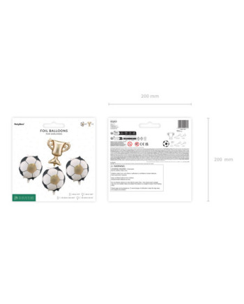 Balony foliowe do girland Puchar z piłkami, 33x33 cm i 34 cm, mix (1 op. / 4 szt.)