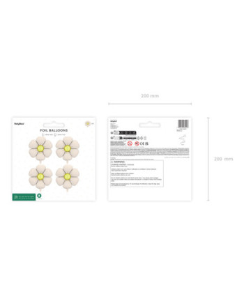 Balony foliowe do girland Stokrotki, średnica 65 cm, kremowe (1 op. / 4 szt.)